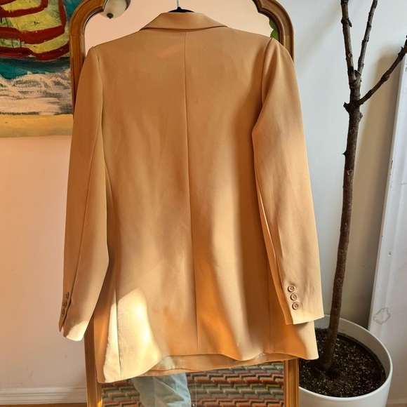 Walter Baker Classic Peak Lapel Double Breasted Blazer in Tan Medium - Picture 3 of 4